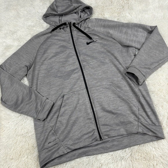 Nike Dri-FIT Men's Big & Tall Full-Zip Training Hoodie Gray 860465 063 2XL - Picture 4 of 13